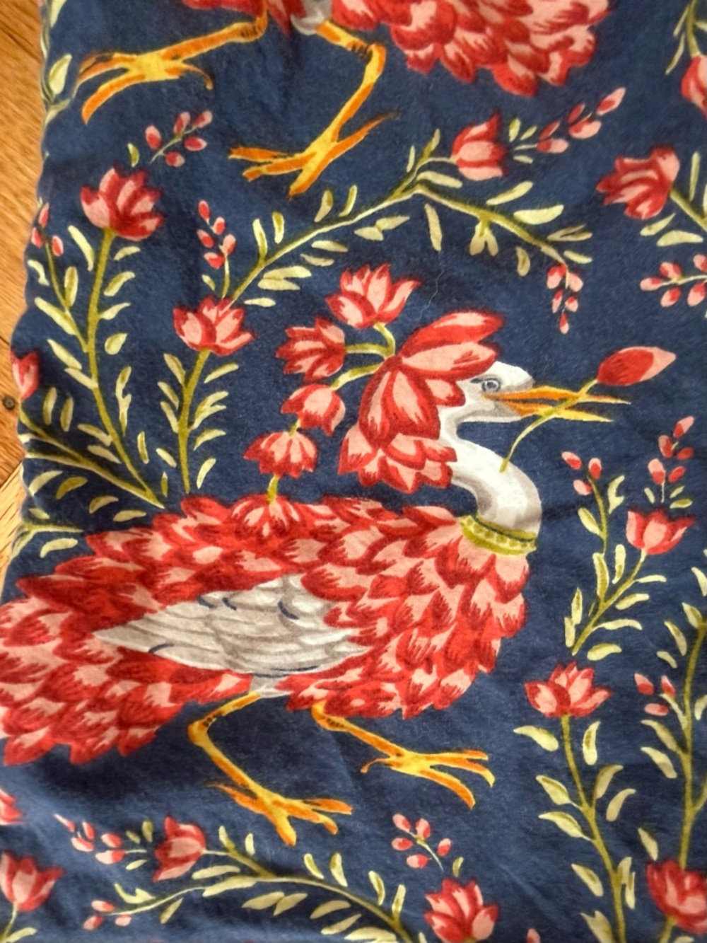 Printfresh Navy Floral Heron Pajama Top with Red and Yellow Accents